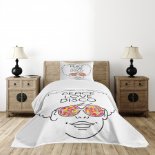 Girl Afro Hair Glasses Bedspread Set