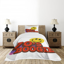 70s Boogie Funny Emoticon Bedspread Set