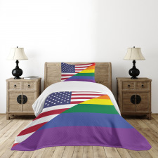 Flag USA Rainbow Colors Bedspread Set