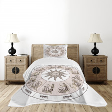 Circle of Zodiac Sign Bedspread Set