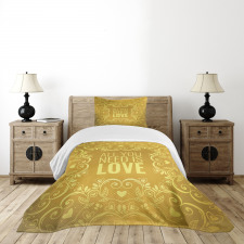 Romantic Words Swirls Bedspread Set