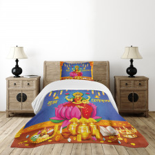 Ethnic Figures Lotus Ancient Bedspread Set