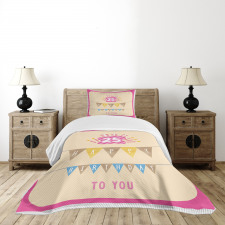 Flags Pink Frame Bedspread Set