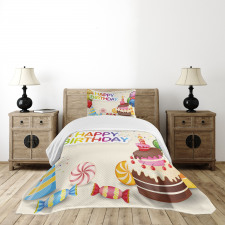Colorful Party Elements Bedspread Set