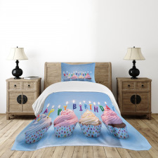 Cupcakes Letter Candles Bedspread Set