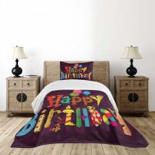 Party Objects as Letters Bedspread Set