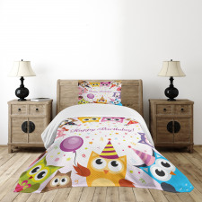 Birthday Party Owls Bedspread Set