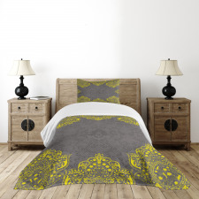 Yellow Grey Florals Bedspread Set