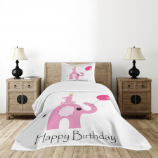 Girls Party Elephant Bedspread Set