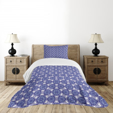 Indigo Floral Geometric Bedspread Set