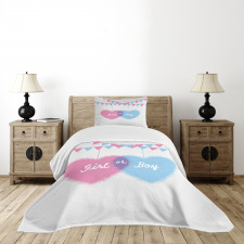 Girl Boy Hearts Flags Bedspread Set