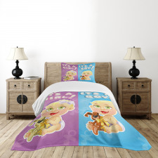 Girl Boy Dogs Bedspread Set