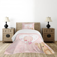 Girls Baby Teddy Bear Bedspread Set