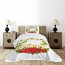 Roses Wedding Rings Bedspread Set
