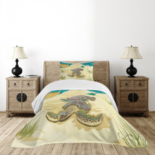 Sea Turtles Sand Boat Bedspread Set