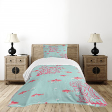 Fishes Coral Reef Aquatic Bedspread Set