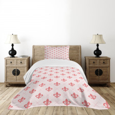 Checkered Fleur De Lis Bedspread Set