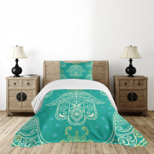 Hamsa Pattern Daisies Bedspread Set