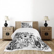 Dogs in Forest Bedspread Set