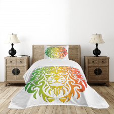 Colorful Lion Portrait Bedspread Set