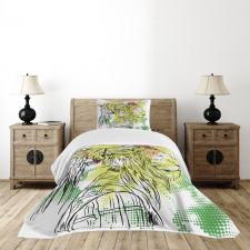 Sketchy Lion Head Digital Bedspread Set