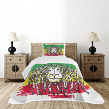 Hair Style Lion Portrait Bedspread Set