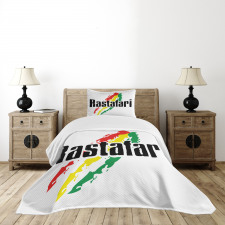 Grunge Rastafari Words Bedspread Set