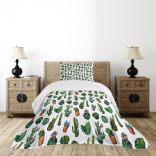 Spiked Cacti Pots Art Bedspread Set