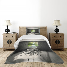 Concrete Room Hole Exit Bedspread Set