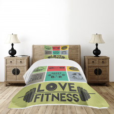 Various Words in Frames Bedspread Set