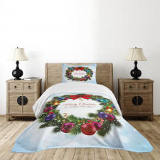 Round Green Wreath Bedspread Set