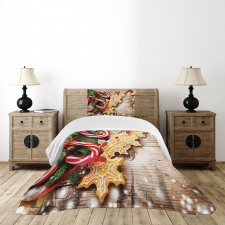 Cookies Candy Canes Bedspread Set