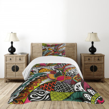 Colorful Ornate Leaves Bedspread Set