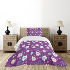 Doodle Cartoon Kittens Bedspread Set