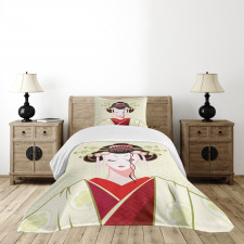 Geisha Woman Portrait Bedspread Set