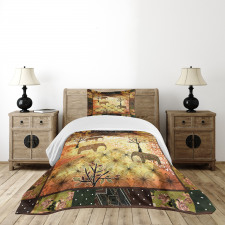 Grunge Elephants Roses Bedspread Set