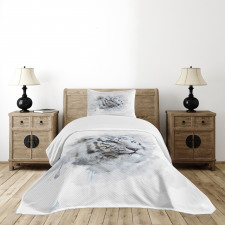 White Tiger Portrait Bedspread Set