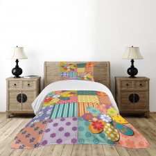 Flower Polka Dots Mix Bedspread Set