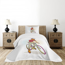 Hipster Goat on Bicycle Bedspread Set