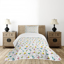 Retro Geometric Doodle Bedspread Set