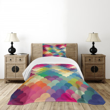 Colorful Retro Scales Bedspread Set