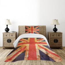 Union Jack Motif Grunge Bedspread Set