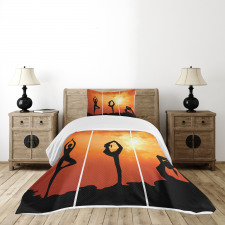 Women Practice at Sunset Bedspread Set