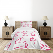 Doodle Women Exercises Bedspread Set