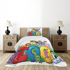 Zoo Sign Various Mascots Bedspread Set