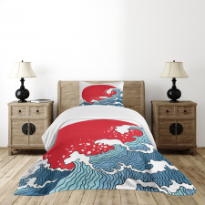 Red Sun Tsunami Bedspread Set