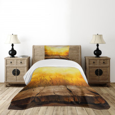 Empty Tabletop and Wheat Bedspread Set