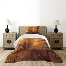 Footpath in Foggy Woods Bedspread Set