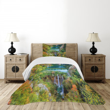 Scenic Fall Valley Lakes Bedspread Set