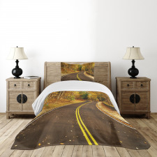 Autumn Scenery Roadway Bedspread Set